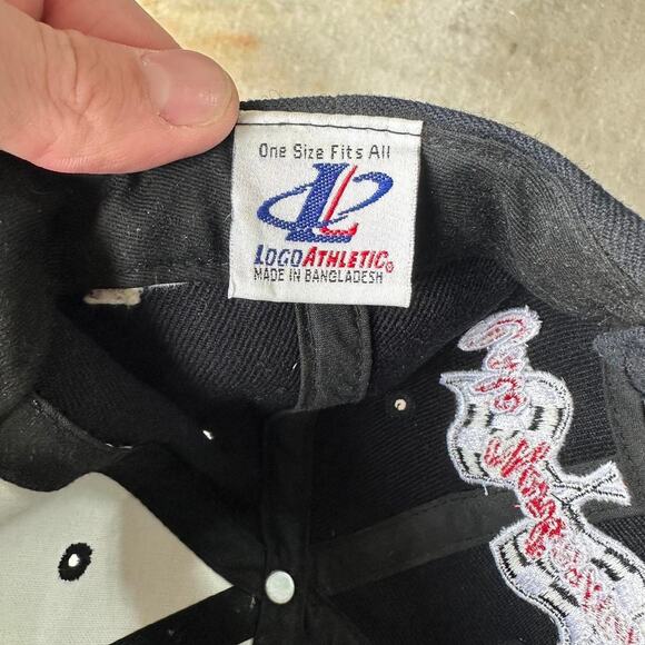 Vintage 90s Logo Athletic NASCAR Racing SnapBack Cap Checkered Brim Sports Cap - Picture 6 of 6